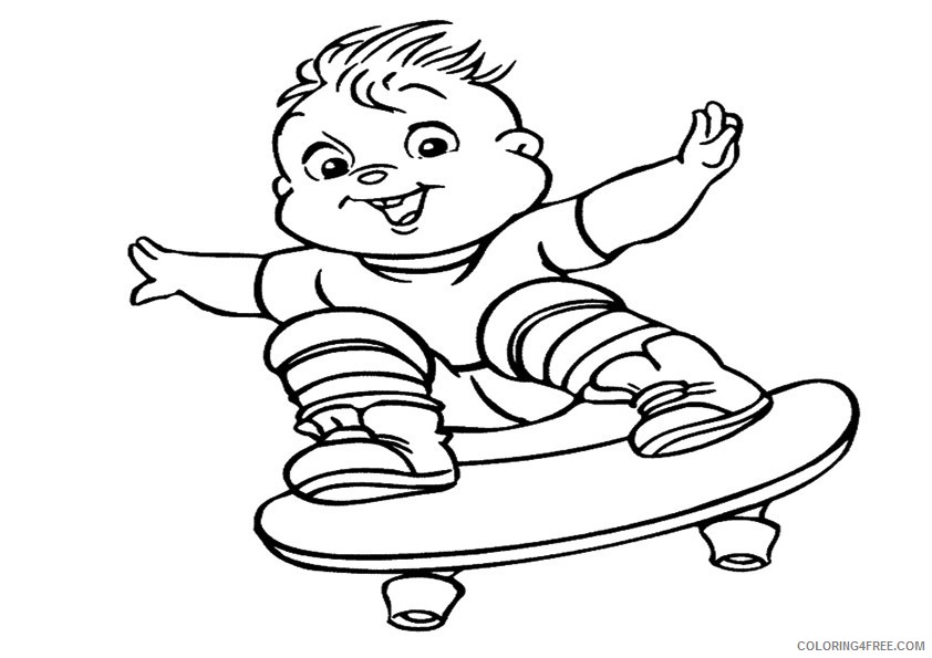 alvin and the chipmunks coloring pages theodore skateboarding Coloring4free