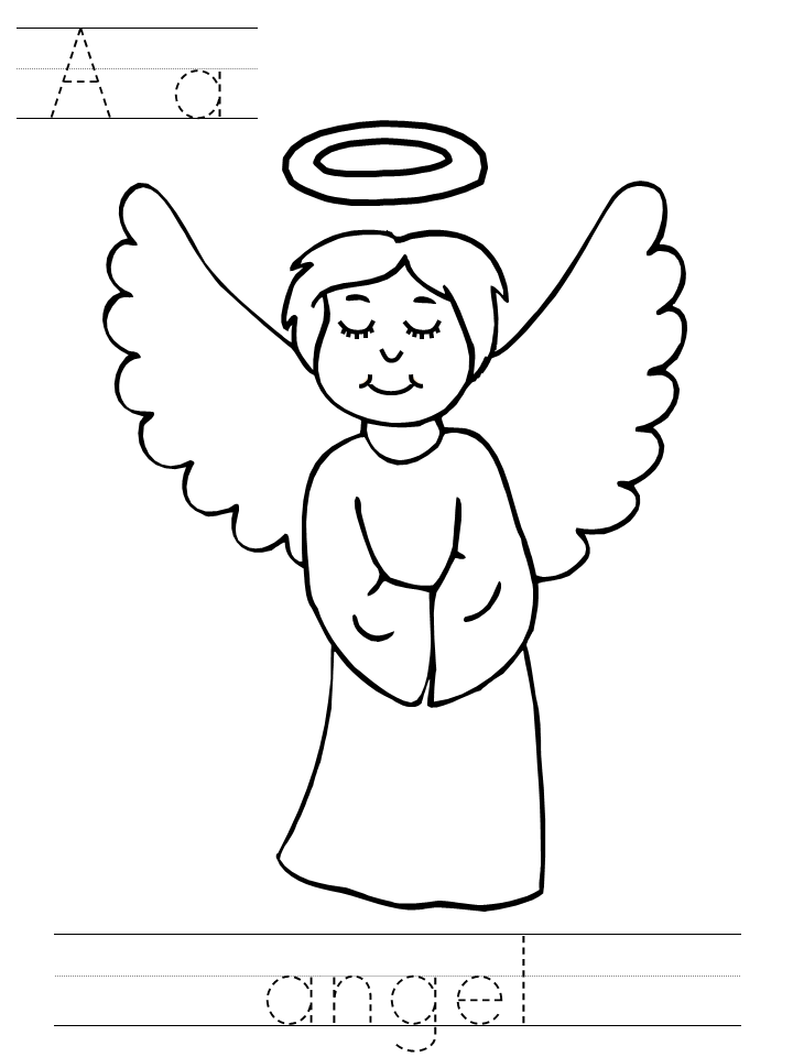 angel coloring pages a for angel Coloring4free