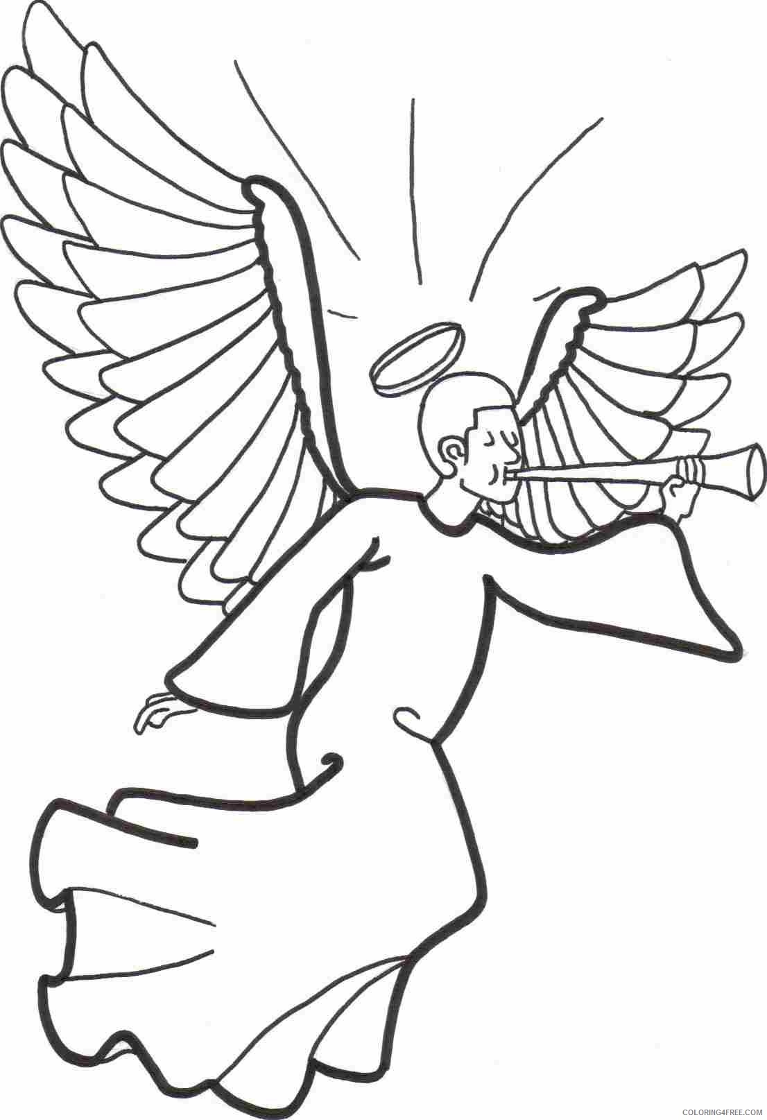 angel coloring pages with trumpet Coloring4free