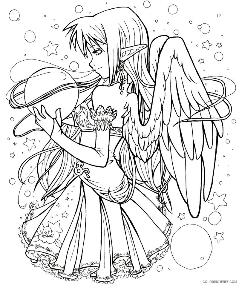 anime angel coloring pages for adults Coloring4free