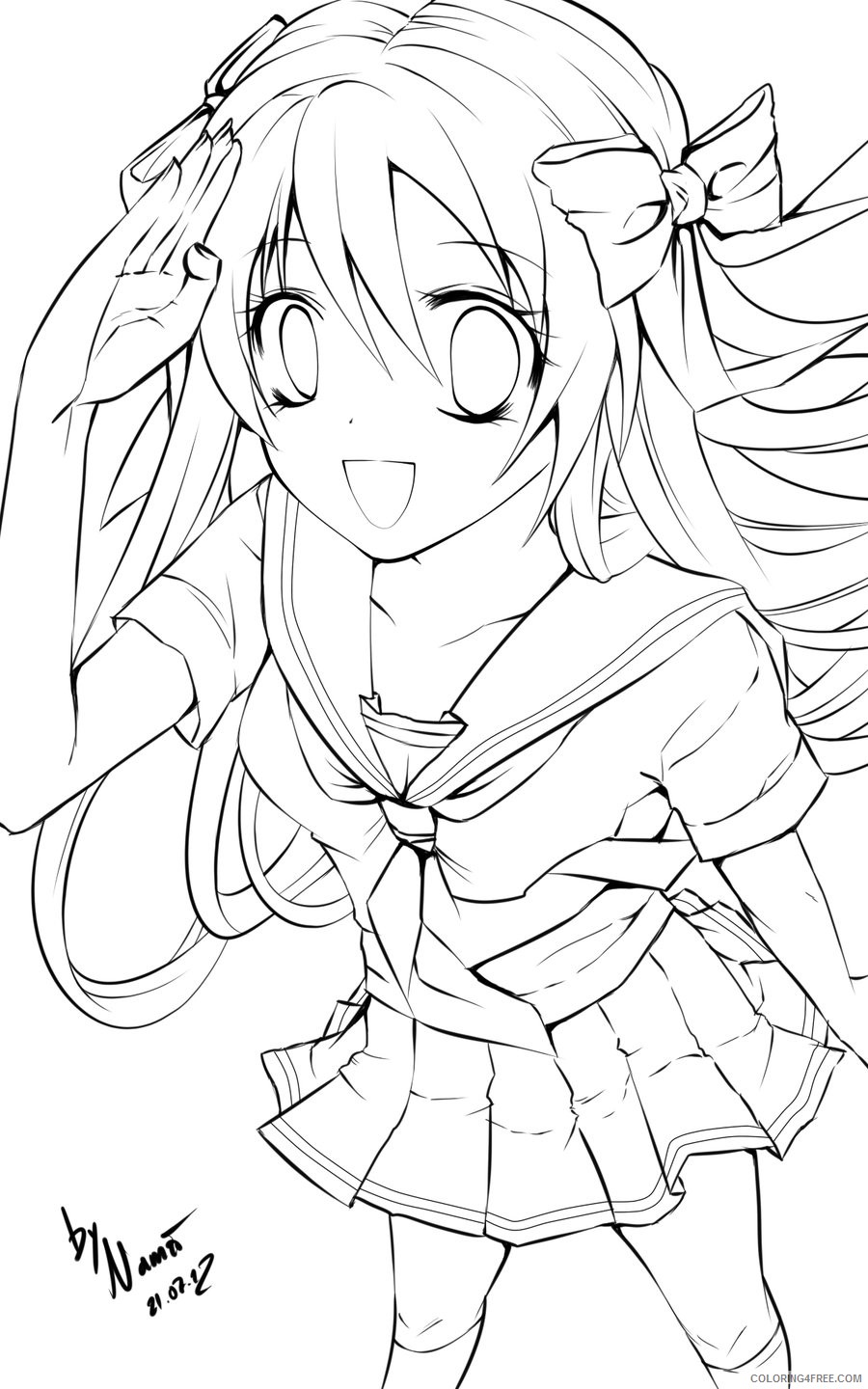 anime coloring pages school girl Coloring4free