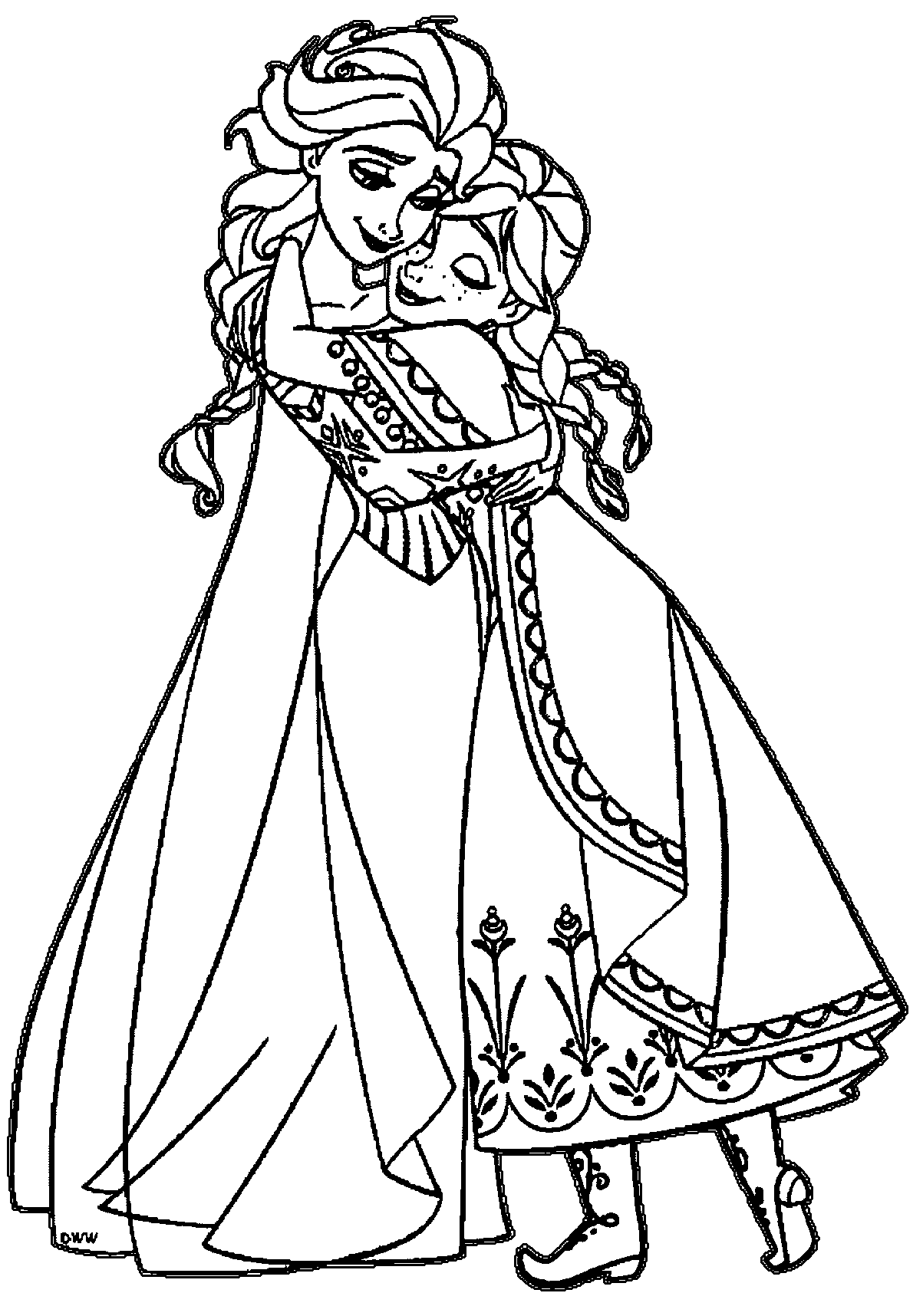 anna coloring pages and elsa hugging Coloring4free
