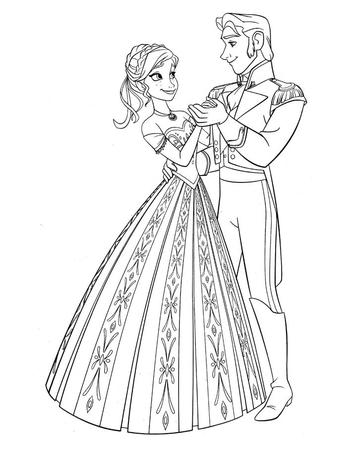 anna coloring pages and prince hans Coloring4free
