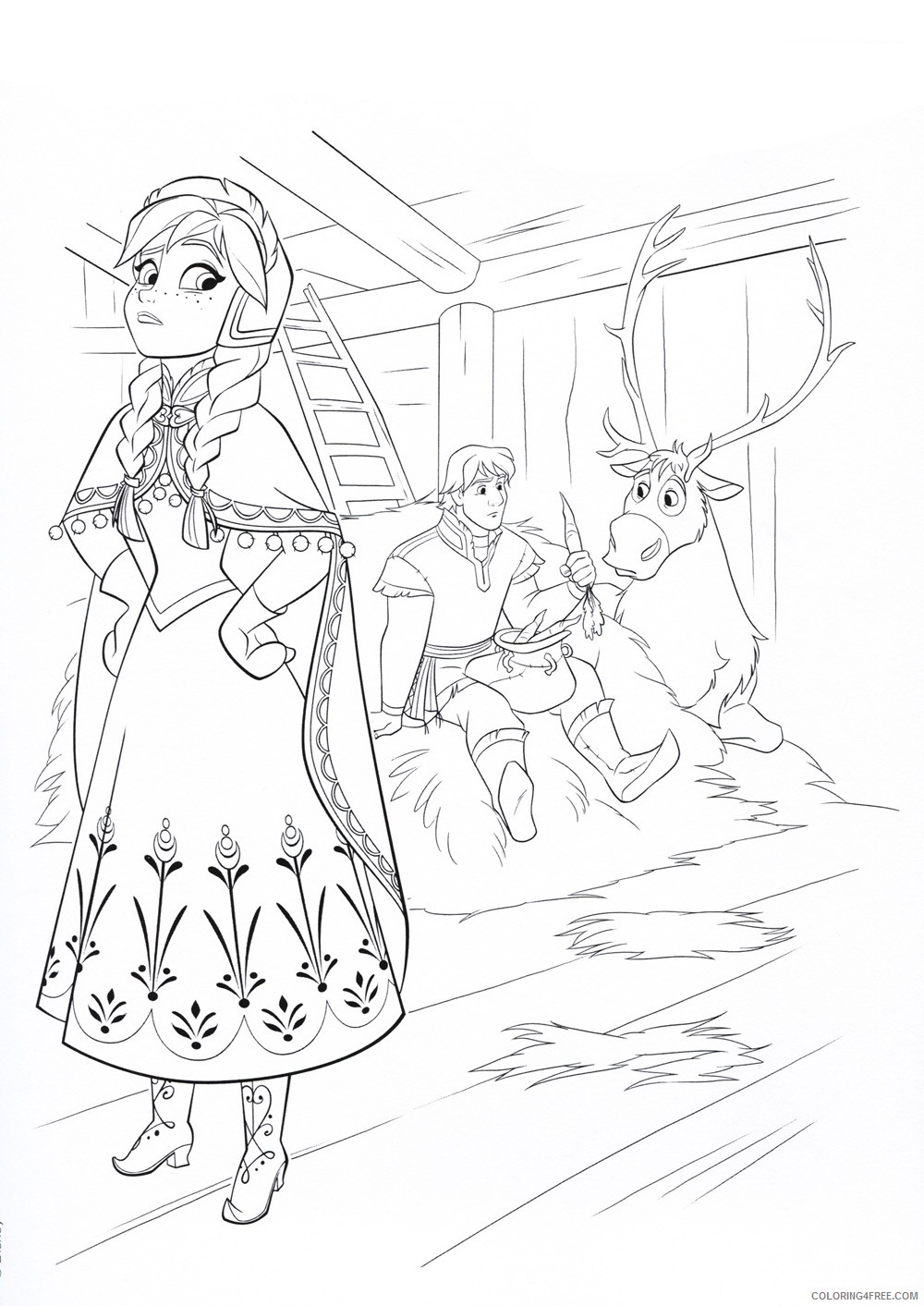 anna coloring pages with kristoff and sven Coloring4free