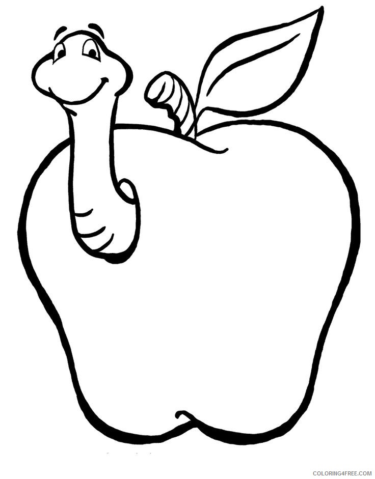 apple coloring pages with worm Coloring4free