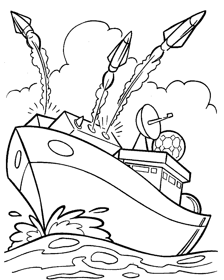 army coloring pages battleship firing missiles Coloring4free