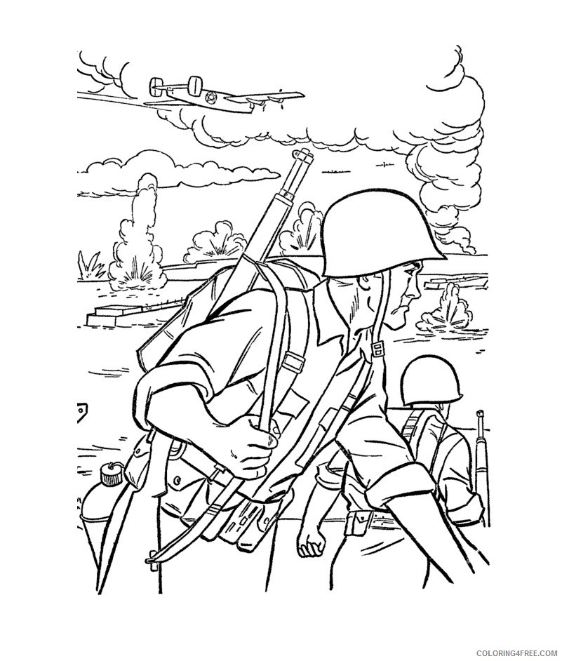 army coloring pages soldiers in battlefield Coloring4free