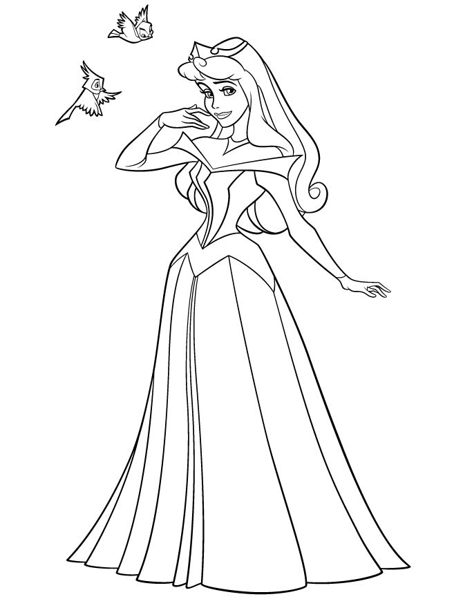 aurora coloring pages with two birds Coloring4free