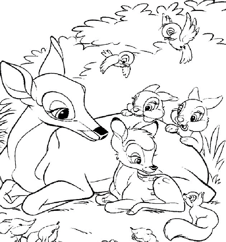 baby bambi coloring pages and mom Coloring4free