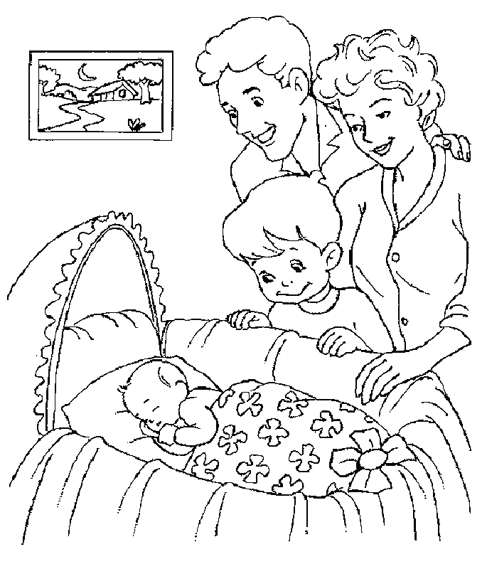 baby coloring pages and family Coloring4free