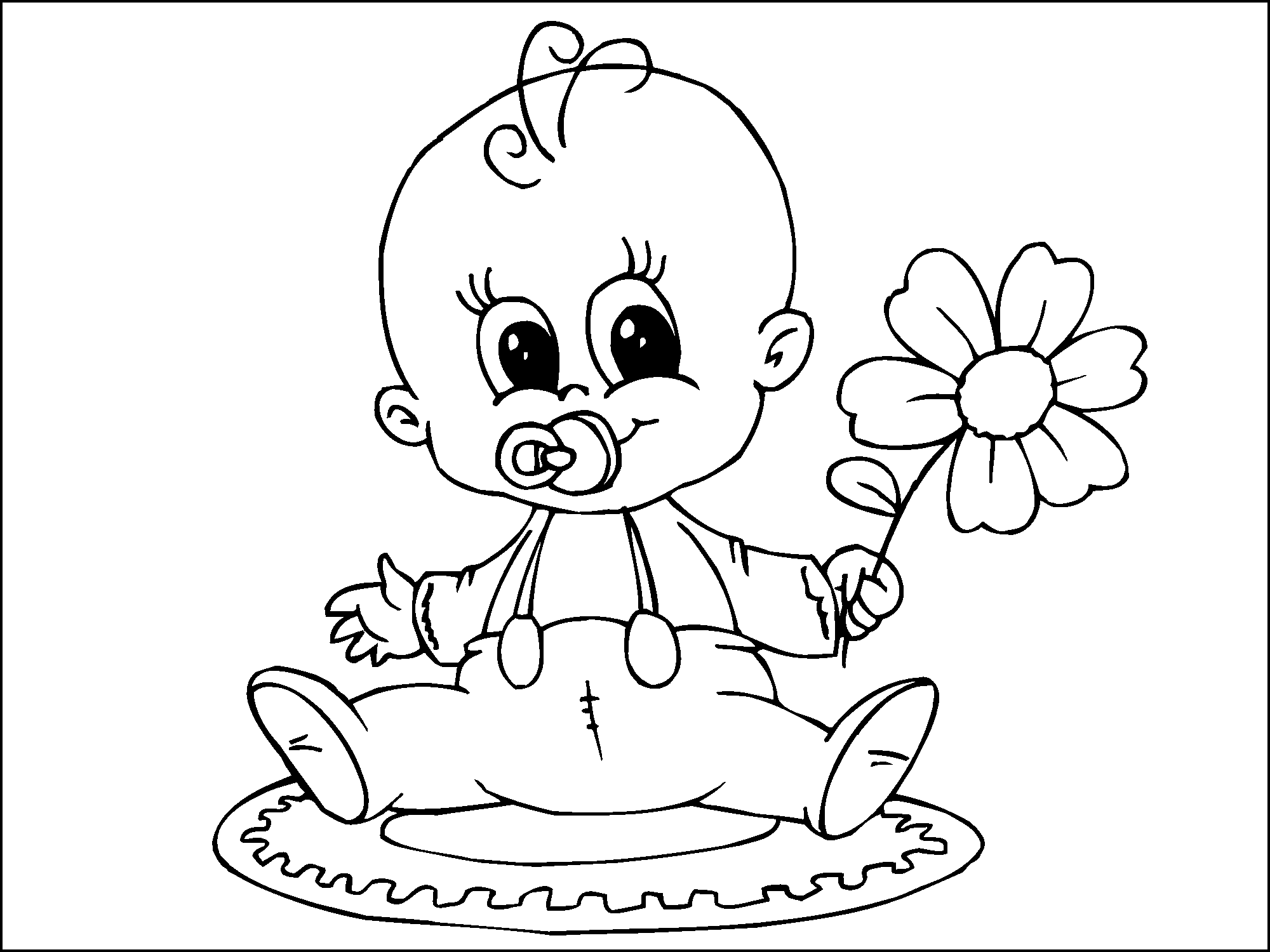 baby coloring pages holding flower Coloring4free