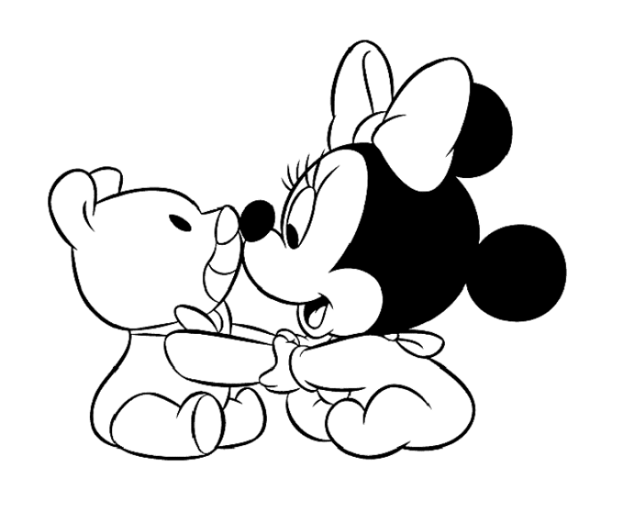 baby minnie mouse coloring pages teddy bear Coloring4free