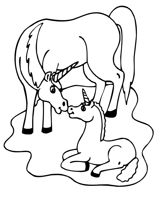 baby unicorn coloring pages with mom Coloring4free