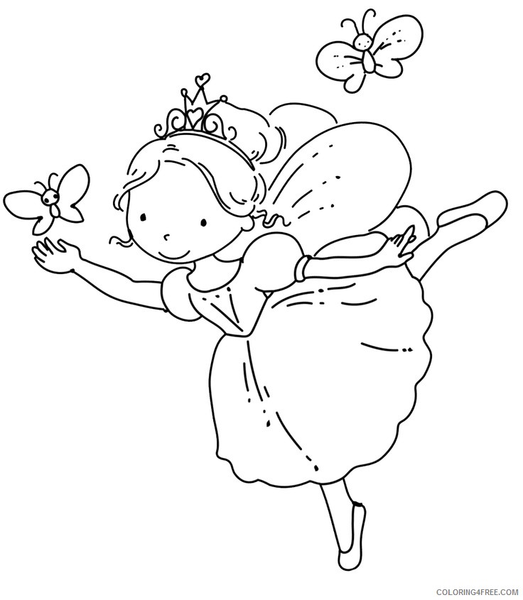 ballerina coloring pages with butterfly Coloring4free