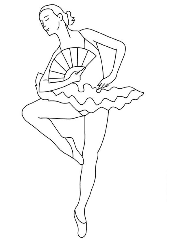 ballerina coloring pages with hand fan Coloring4free