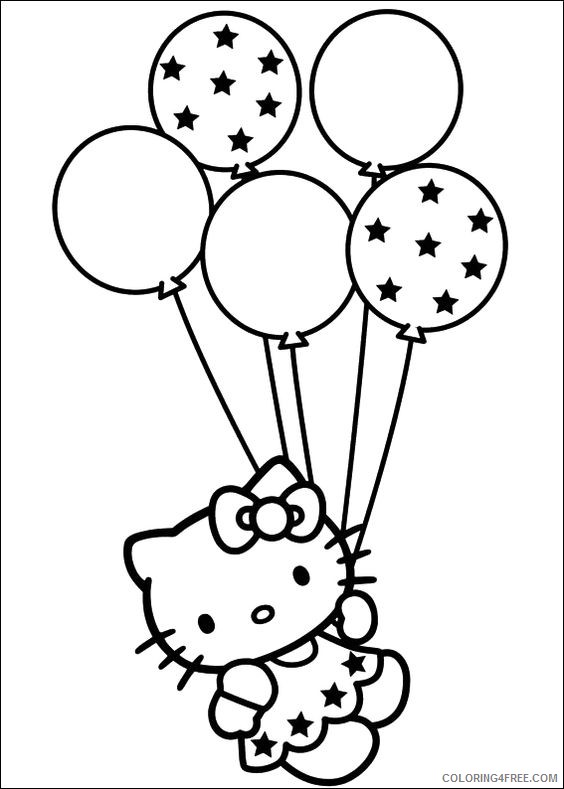 balloon coloring pages hello kitty Coloring4free