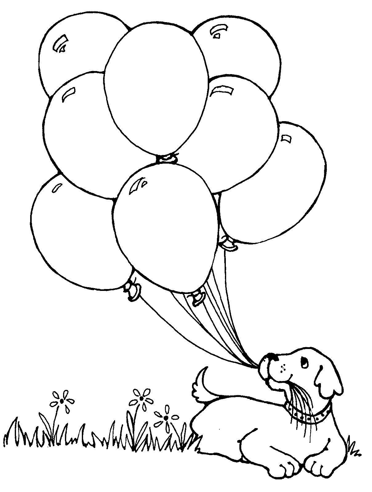 balloon coloring pages with dog Coloring4free