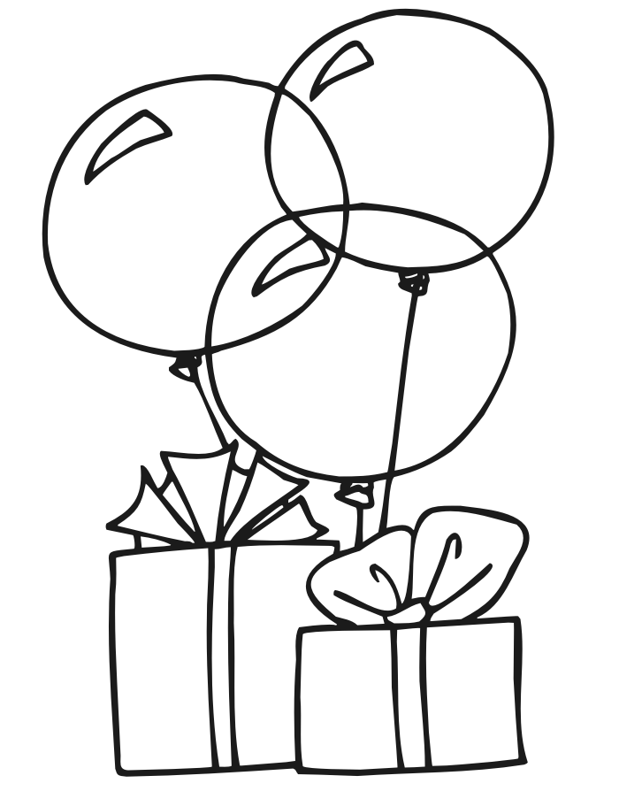 balloon coloring pages with gift Coloring4free