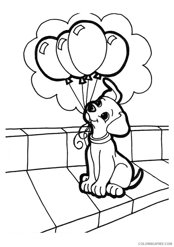 balloon coloring pages with puppy Coloring4free
