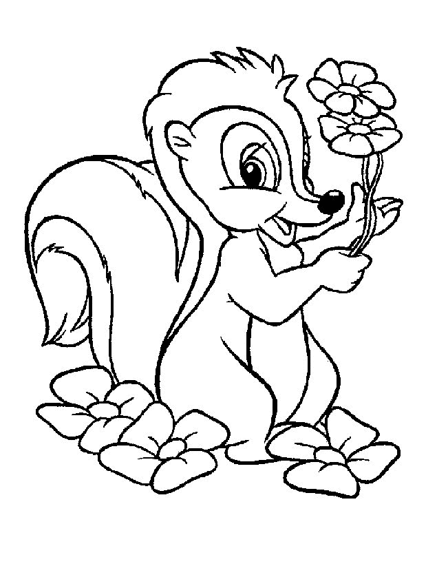 bambi coloring pages flower the skunk Coloring4free