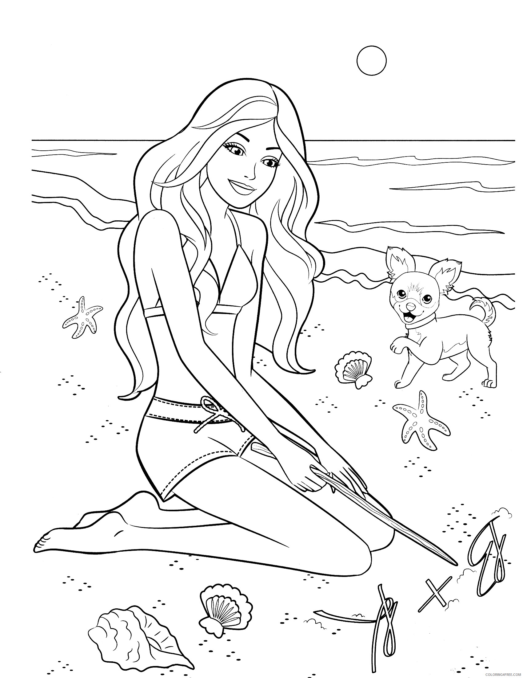 barbie coloring pages at the beach Coloring4free