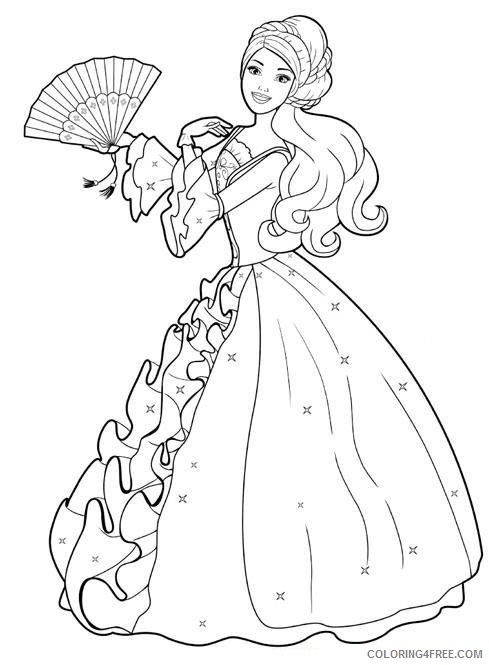 barbie coloring pages wearing beautiful dress Coloring4free