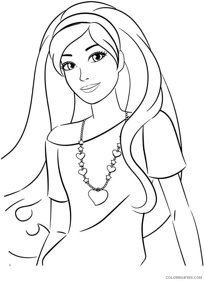 barbie coloring pages wearing heart necklace Coloring4free