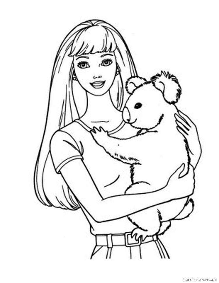 barbie coloring pages with koala Coloring4free