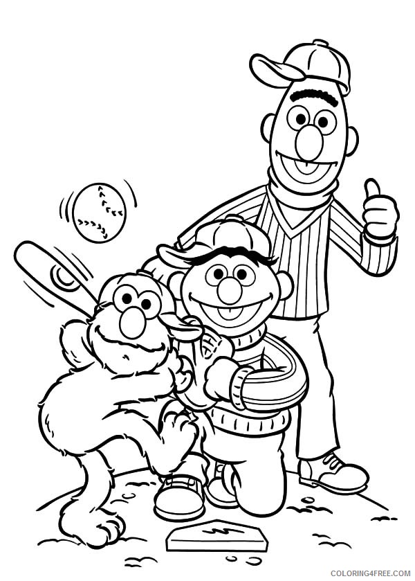baseball coloring pages elmo and friends Coloring4free