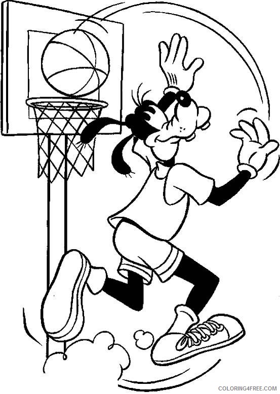 basketball coloring pages goofy palying basketball Coloring4free