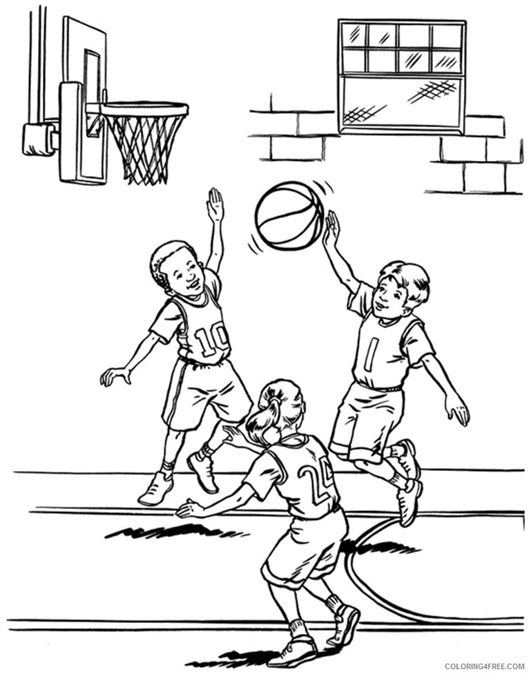 basketball coloring pages kids playing basketball Coloring4free