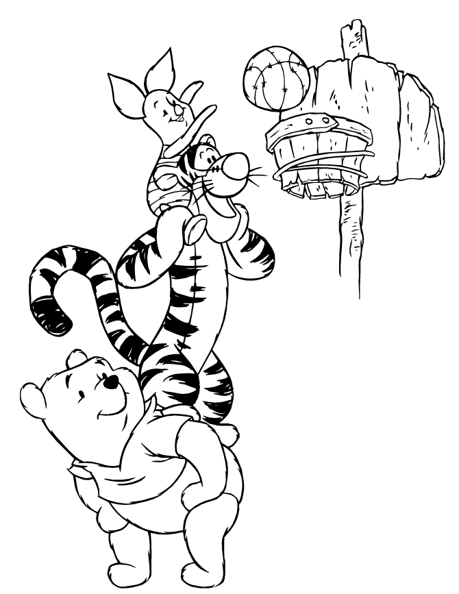 basketball coloring pages winnie the pooh and friends Coloring4free