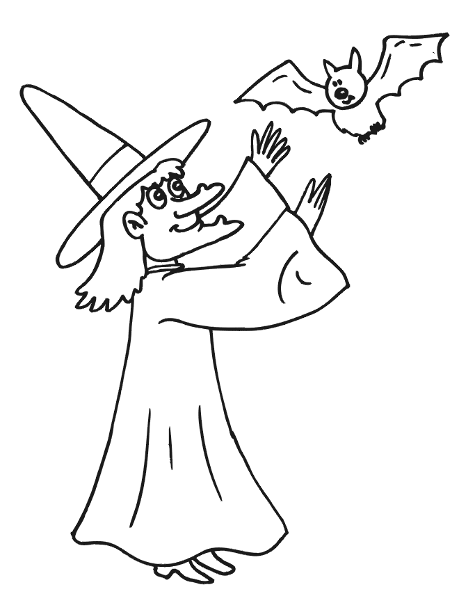 bat and witch coloring pages Coloring4free