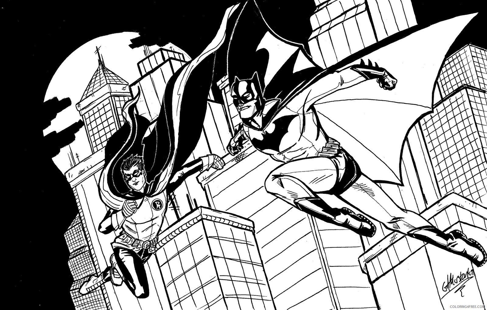 batman and robin coloring pages in action Coloring4free