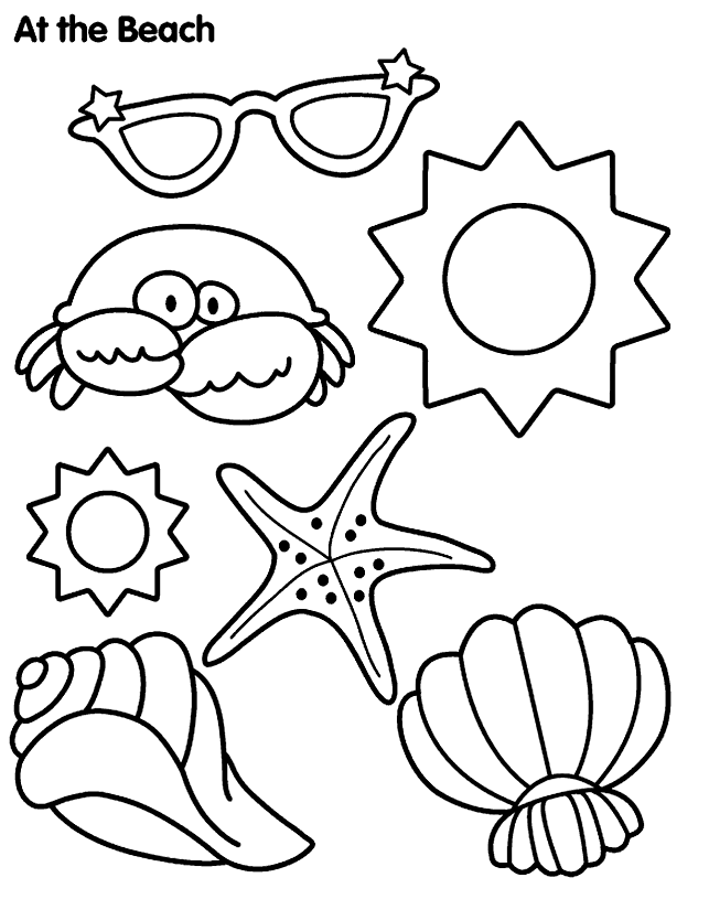 beach coloring pages beach objects Coloring4free