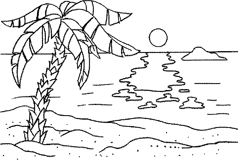 beach coloring pages sunset Coloring4free