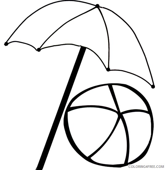 beach umbrella coloring pages with ball Coloring4free