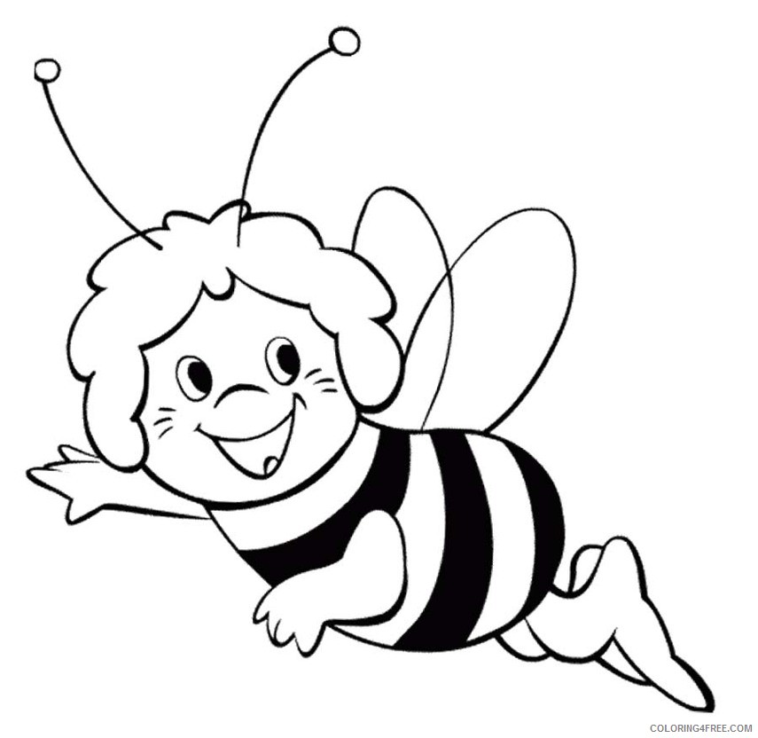 bee coloring pages cartoon Coloring4free