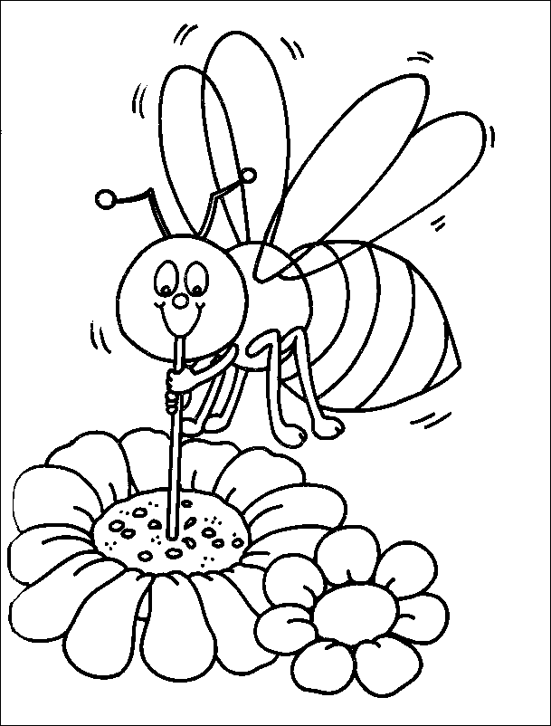 bee coloring pages with flowers Coloring4free