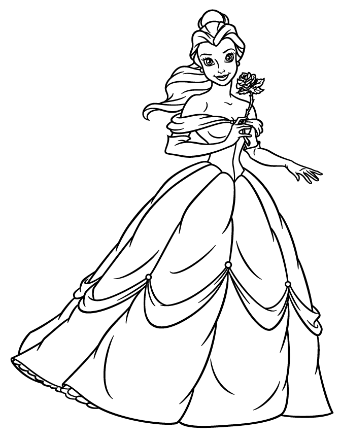 belle coloring pages bring a rose Coloring4free