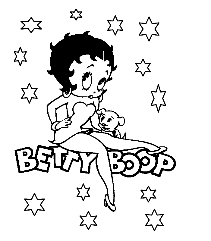 betty boop coloring pages surrounded by stars Coloring4free