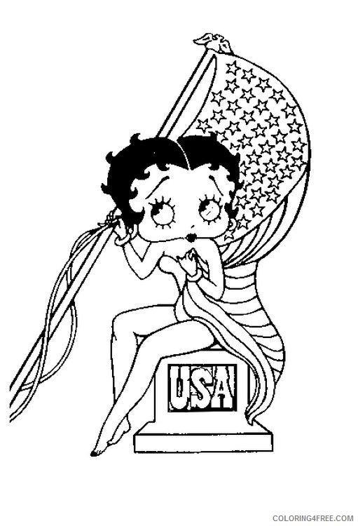 betty boop coloring pages with american flag Coloring4free