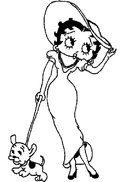 betty boop coloring pages with puppy Coloring4free