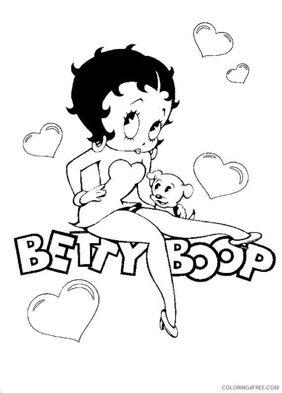 betty boop coloring pages with puppy and love Coloring4free