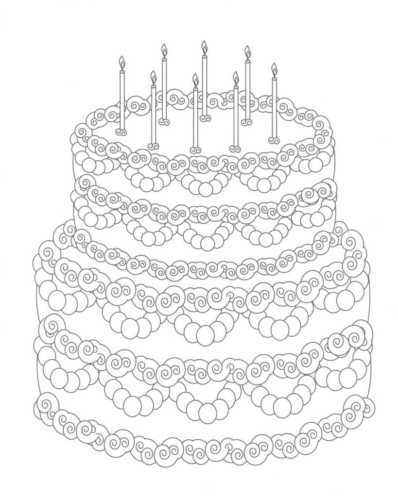 birthday cake coloring pages for adults Coloring4free