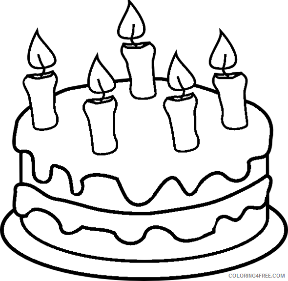 birthday cake coloring pages for kids Coloring4free