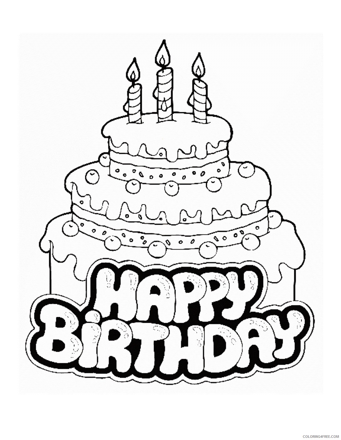 birthday cake coloring pages happy birthday Coloring4free