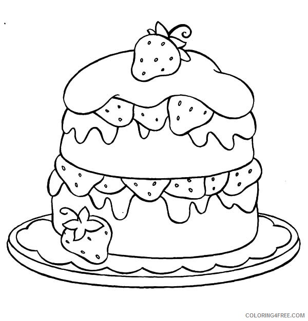 birthday cake coloring pages strawberry Coloring4free