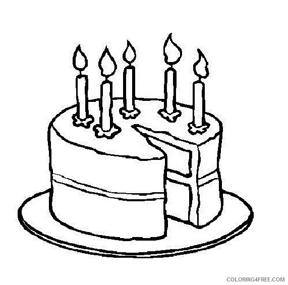 birthday cake coloring pages with five candles Coloring4free