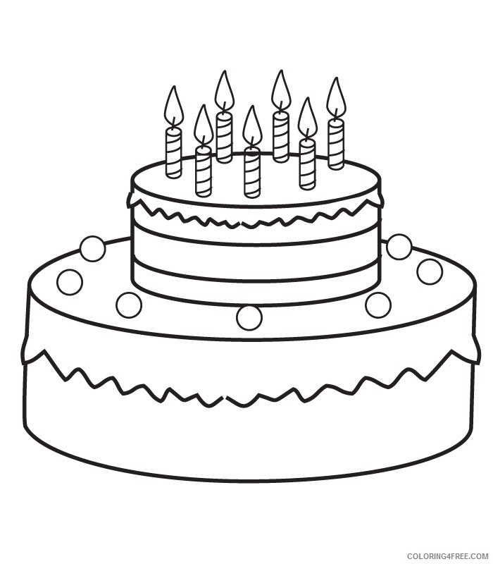 birthday cake coloring pages with seven candles Coloring4free